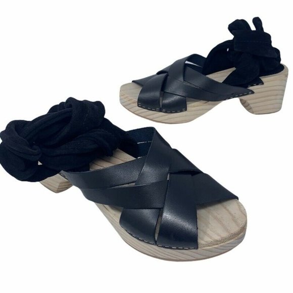 Free People Womens Emmy Wrap Clog Sandals Black - Picture 2 of 12